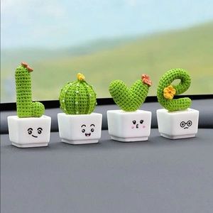 Miniature plant 4pc set figurine love decorations home car room decor cute